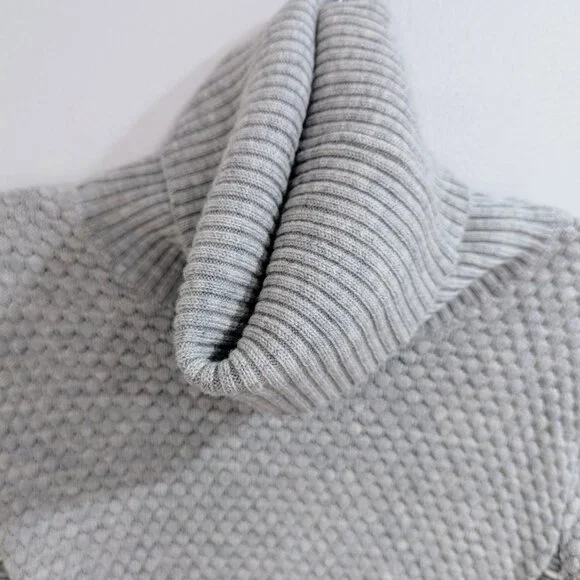 ATHLETA Merino Extra Fine Wool Sweater Dress XS Gray Turtleneck 3/4 Sleeve - Picture 5 of 11